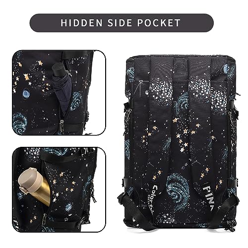 gym duffel bag backpack wrestling bag with shoe compartment 4 kinds of back method waterproof sports walking laptop - color: A-starry Sky