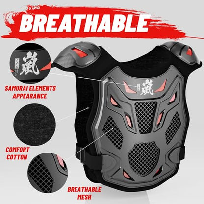 Kids Dirt Bike Gear - ROPPONGI Ran Series Thicken and Breathable Motocross Armor Suit for Boys and Girls, Youth Cycling Chest Protector for Mountain Biking and Motocross Riding