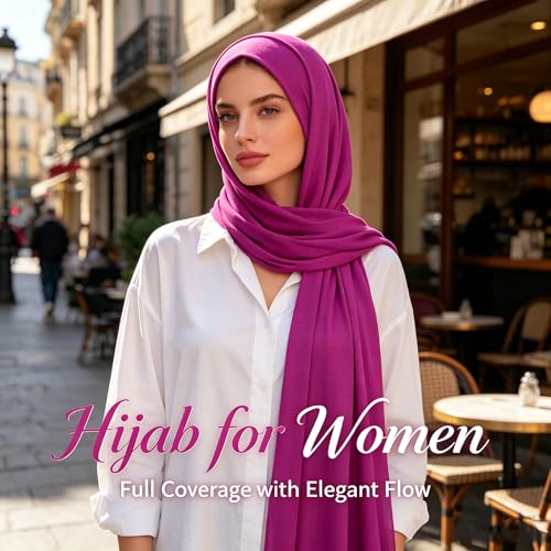 Jersey Hijab Scarf for Women,Lightweight Muslim Turban Head Scarf Modal Feel Hijab Coverings for Prayer with Clip - color: Rose Pink
