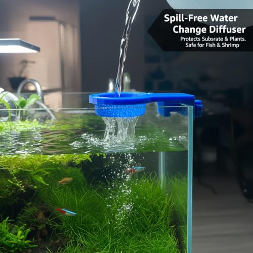 Aquarium Water Change Diffuser, Spill-Free Tool for Rimless & Rimmed Fish Tanks, Protects Substrate & Plants, Safe for Fish and Shrimp (Large) - size: Large