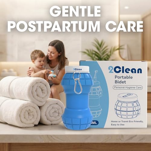 2Clean Portable Travel Bidet, 300ml Collapsible Handheld Peri Bottle Blue - color: Blue