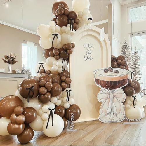 Espresso A Tini Bit Older Balloons Garland Arch Kit - color: Brown Sand White