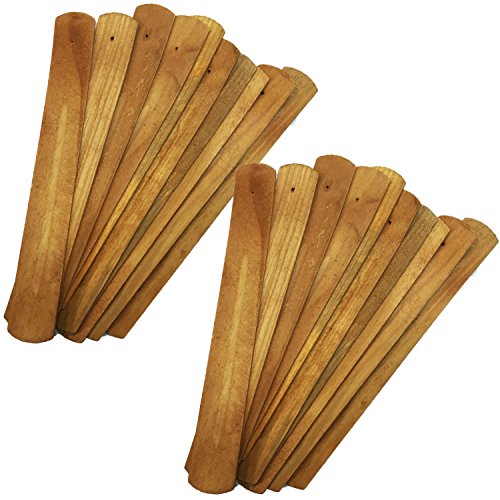 TRENDBOX 20pcs Handmade Plain Wood Wooden Incense Stick Holder Burner Ash Catcher Natural Design Buddhist - size: 20 pcs
