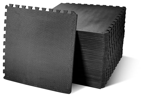 OLIXIS Puzzle Exercise Mat with EVA Foam Interlocking Tiles for MMA, Exercise, Gymnastics and Home Gym Protective Flooring, 1/2" Thick, 144 Square Feet, Black - color: Black, style: 1/2"|6 Tiles|144 Sq Ft