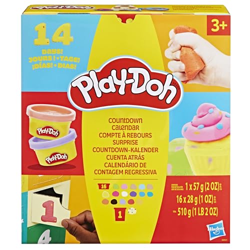 Play-Doh Advent Calendar for Kids 3+, 14 Days to Birthday, Vacation, Party, Back to School, & More, Surprise Arts & Crafts Activities, 26 Accessories & 17 Colors (Amazon Exclusive)