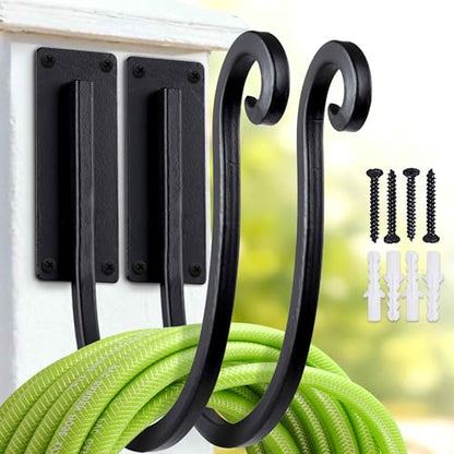 Garden Hose Holder Outside: 2 Pack Wall Mount Water Hose Holder - Heavy Duty Garden Water Hose Hanger for Outside Hose Storage - color: A-2PCs-8“