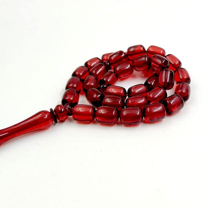 ALBASHAN Tasbih Red Resin 10x13mm Misbaha Turkish Design Muslim Accessories Islamic Bracelet Eid Gift - size: 10*13mmx33beads