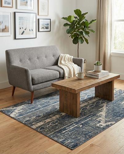 Rugs.com - Oregon Collection Rug – 4' 1 x 6' 1 Blue Gray Stain-Resistant Area Rug – Perfect for Living Rooms, Bedrooms, and Home Offices - color: Blue Gray, size: 4' x 6' (Rectangular)