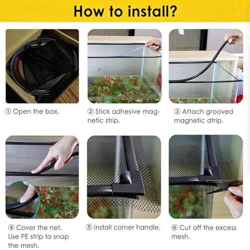 Magnetic Aquarium Anti-Jumping Mesh Net, Aquarium Lid Fish Tank Top Cover Hood Jump Cover Adjustable DIY Mesh Lid(60cm x 30cm) - size: 60cm x 30cm