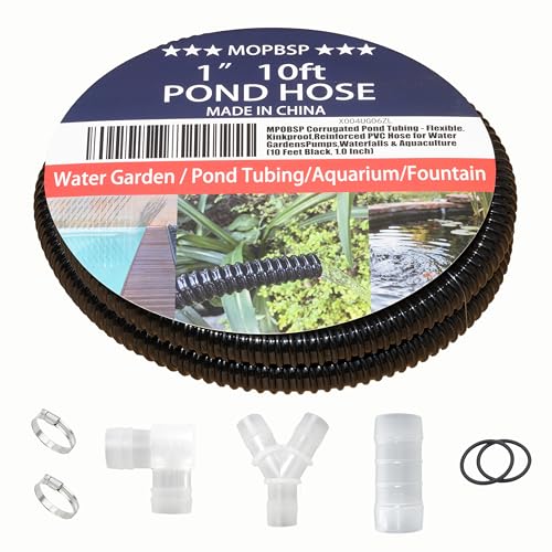 Corrugated Pond Tubing - Flexible, Kinkproof, Reinforced PVC Hose for Water Gardens, Pumps, Waterfalls & Aquaculture (10 Feet Black, 1.0 Inch) - color: 10 Feet Black, size: 1.0 Inch