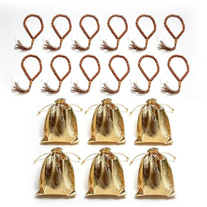 12 Pcs Olive Wood Prayer Beads, Islamic Muslim Tasbih for Dhikr and Quran Recitation, Eid Gift, Prayer Beads for Women Men