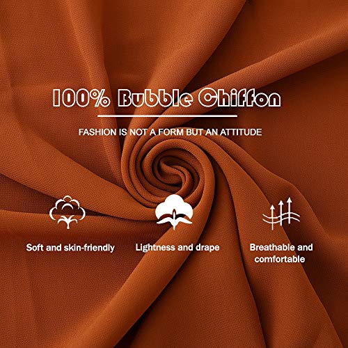 Yeieeo Chiffon Head Wraps for Women - Solid Color Fashion Bubble Chiffon Scarf Hijab - color: Copper