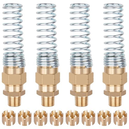 4Pcs Brass 3/8” Air Hose Fittings DOT Air Fittings with Spring Guards, 3/8” Male Connector for Rubber Tube, Air Brake Hose End Fittings, with 8Pcs Fitting Sleeve Tubes - size: 3/8" Hose x 3/8" Male, style: 4pcs Connector with Spring Guard