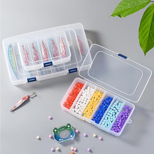 2 PACK Transparent Plastic Bead Organizers (6 Grids),Craft Organizers and Storage Beads Organizer, Art DIY, Crafts Jewelry Storage, Fishing Tackles, Size 7.48 x 3.94 x 1.38 in - size: 6 Grids