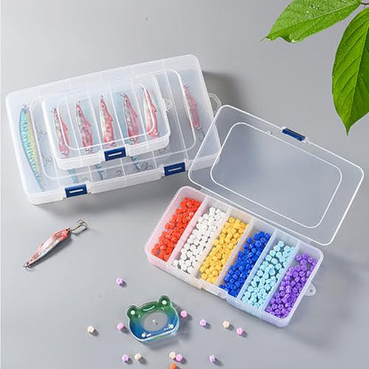 2 PACK Transparent Plastic Bead Organizers (6 Grids),Craft Organizers and Storage Beads Organizer, Art DIY, Crafts Jewelry Storage, Fishing Tackles, Size 7.48 x 3.94 x 1.38 in - size: 6 Grids