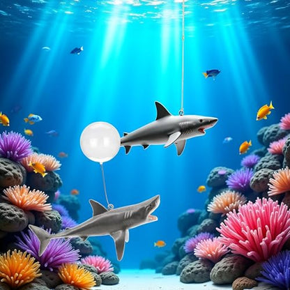 Floating Shark Ornament - Adjustable Aquarium Shark Animal Decor, Shark Pool Décor | Aquarium Floating Shark Ornaments Thematic Ornaments Suitable for Aquarium All Kinds of Fish Tank and Home