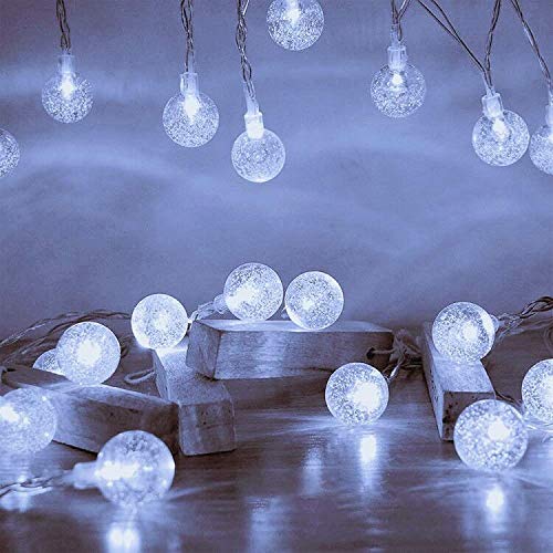 Globe String Lights Battery Operated ，2 Pack 26.2FT 60 LED Cool White Water Proof Crystal Ball Outdoor String Lights with Remote Control for Home, Patio,Party, Christmas, Garden Decor - color: Cool White-2Pack 26.2FT