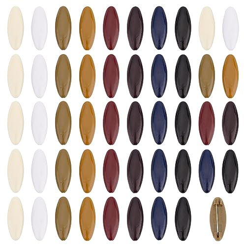 OLYCRAFT 48pcs Scarf Safety Pins Plastic Brooch Pins Black Bandana Pin Hollow Oval Hijab Pin Headscarf Scarf Hijab Clip Safety Locking Cloth Nappy Clip for Women Muslim Scarf Clothing - color: Hollow Oval