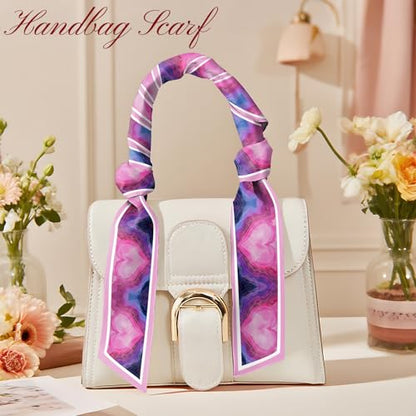 Head Hair Scarf Neck Silk Feeling Scarves Long Thin Satin Fashion Handbag Cute Decoration Women Girls 59 * 6.7'' - color: O-17-heart