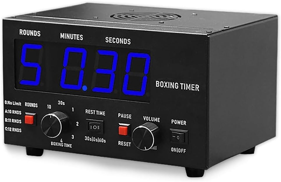 Boxing Timer, Professional Gym Interval Timer with LED Display, Portable Design, Adjustable Sound & Stopwatch, Selectable Training Time & Cycle Repetitions - color: Blue