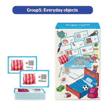 My First 300 Bilingual English Arabic Flash Cards for Kids with Pictures & Online Audio Jumbo Learning Box of 6 Sets Learn Animals, Fruits, Vehicles & Everyday Items Kids Learn English & Arabic
