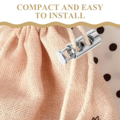 OHPHCALL 25pcs Metal Spring Cord Locks Drawstring Toggles for Secure Fastening Adjustable Double Hole Design for Clothing Bags Crafts Bright Finish for Versatile Use