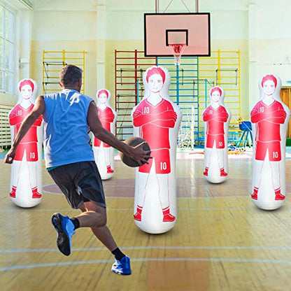 SUNSHINEMALL Inflatable Tackling Dummies for Football Practice Poles,Soccer Training Equipment Wall Dummy Goalkeepr Mannequin Basketball Defender Tumbler for Dribbling Passing Drills - color: Red