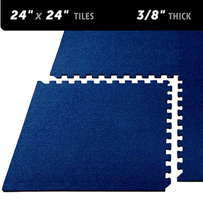 We Sell Mats 3/8 Inch Thick Interlocking Foam Carpet Tiles Durable Carpet Squares Anti Fatigue Support for Home Office or Classroom Use - color: Medium Blue, style: 48 Square Feet (12 Tiles)