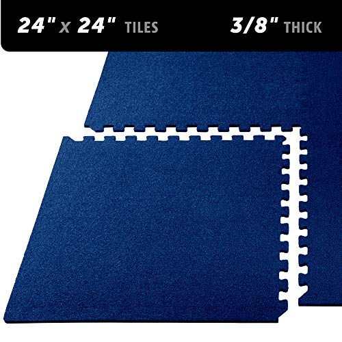 We Sell Mats 3/8 Inch Thick Interlocking Foam Carpet Tiles Durable Carpet Squares Anti Fatigue Support for Home Office or Classroom Use - color: Medium Blue, style: 24 Square Feet (6 Tiles)