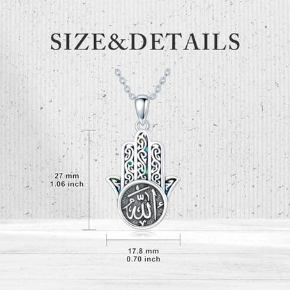 PROESS 925 Sterling Silver Hamsa/Allah Necklace Evil Eye Amulet Jewelry Gifts for Men Women - style: hamsa allah