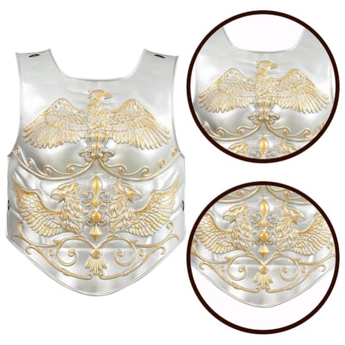 3 Pcs Medieval Knight Chest Guard, Retro Viking Body Chest Protector for Cosplay Party Renaissance Costume - color: Silver