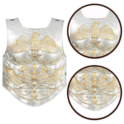 3 Pcs Medieval Knight Chest Guard, Retro Viking Body Chest Protector for Cosplay Party Renaissance Costume - color: Silver