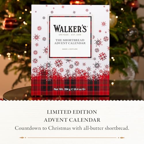 Walker’s 2025 Advent Calendar with Shortbread Cookies from Scotland - 24 Count (10.4 oz) - Limited Edition Cookie Box with Christmas Cookies in Various Shapes and Flavors - size: Pack of 1
