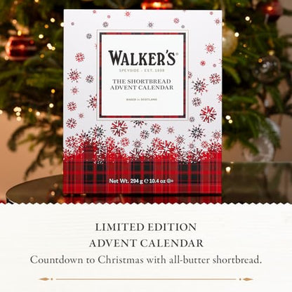 Walker’s 2025 Advent Calendar with Shortbread Cookies from Scotland - 24 Count (10.4 oz) - Limited Edition Cookie Box with Christmas Cookies in Various Shapes and Flavors - size: Pack of 1