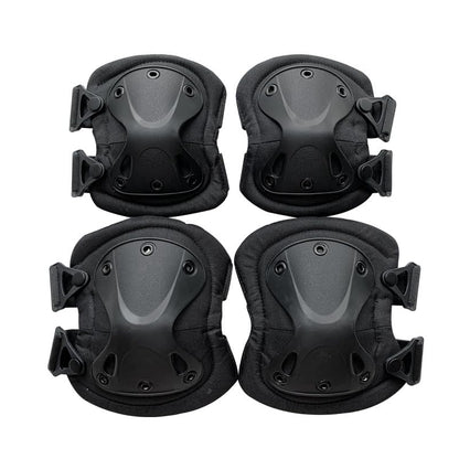 Military Tactical Knee Pad Elbow Pad Set Airsoft Knee Elbow Protective Pads Combat Paintball Skate Outdoor Sports Safety Guard Gear (X shape Black-Set of 4, M-for Adult) - style: X-shape Black,Set of 4