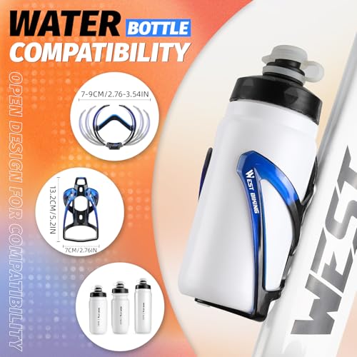 West Biking Bike Water Bottle Cages Ultra-Light Durable PC Bicycle Bottle Holder with Screws Tool, Easy Installation Bicycle Drink Cup Holders Cycling Kettle for MTB Road Bikes - color: Black blue