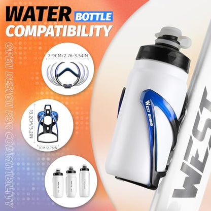 West Biking Bike Water Bottle Cages Ultra-Light Durable PC Bicycle Bottle Holder with Screws Tool, Easy Installation Bicycle Drink Cup Holders Cycling Kettle for MTB Road Bikes - color: Black blue