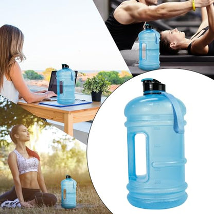 TOOFEEL 1 Gallon Water Bottle - 128 oz Water Bottle with Flip Lid - Gallon Water Bottle with Handle,BPA Free gallon Water jug with Measurements Marked - Transparent Light Blue - color: Transparent Light Blue bottle, style: 128 oz water bottle