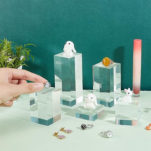 BENECREAT 5Pcs Clear Acrylic Cube Display Block 0.8/1.6/2.4/3.2/4 Inch Solid Display Pedestal Stand for Gem Display Jewelry Display Displaying Pop Figures Cosmetic Showing Transparent - color: Clear Square