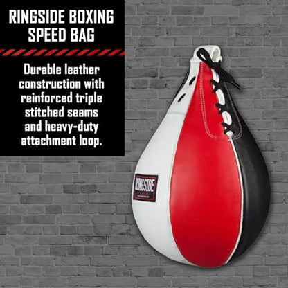 Ringside Boxing Speed Bag – Durable Leather Construction with Reinforced Triple-Stitched Seams and Heavy-Duty Attachment Loop,for Speed and Reflex Training - size: Large (New)