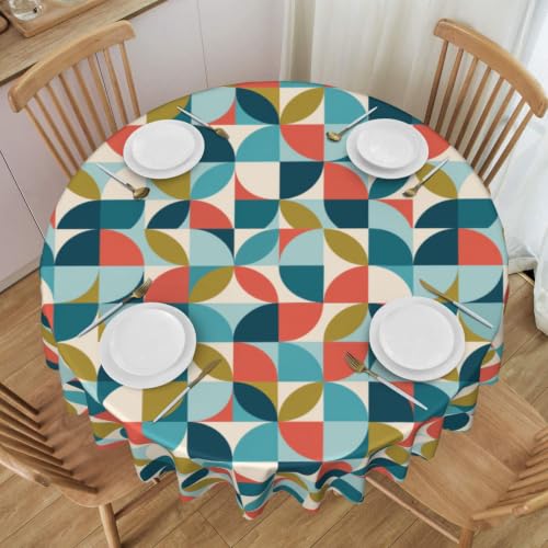 juniissl Geometric Mid Century Modern Round Tablecloth Table Cover Washable Tabletop for Kitchen Dinning Decoration 60inch - color: Geometric
