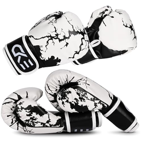 CKE Boxing Gloves for Kids Ages 5-12, Beginner Punch Bag Training Gloves | Youth boxing gloves and kids boxing gloves for boys and girls, ideal for beginner practice, punching drills and training - color: Black/White