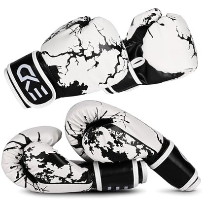 CKE Boxing Gloves for Kids Ages 5-12, Beginner Punch Bag Training Gloves | Youth boxing gloves and kids boxing gloves for boys and girls, ideal for beginner practice, punching drills and training - color: Black/White