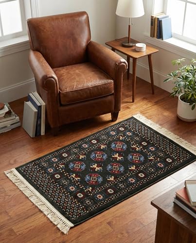 Rugs.com Bokhara Collection Rug – 2x3 Dark Green Medium-Pile Rug Perfect for Entryways, Kitchens, Breakfast Nooks, Accent Pieces - color: Dark Green, size: 2' x 3'