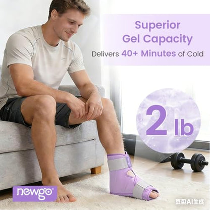 NEWGO Ice Pack Foot Ankle Ice Pack Wrap for Plantar Fasciitis, Foot Surgery Recovery, Hot Cold Therapy Ice Boot Foot for Bunions, Ankle Injury, Swelling, Burning Feet - Purple - color: Purple