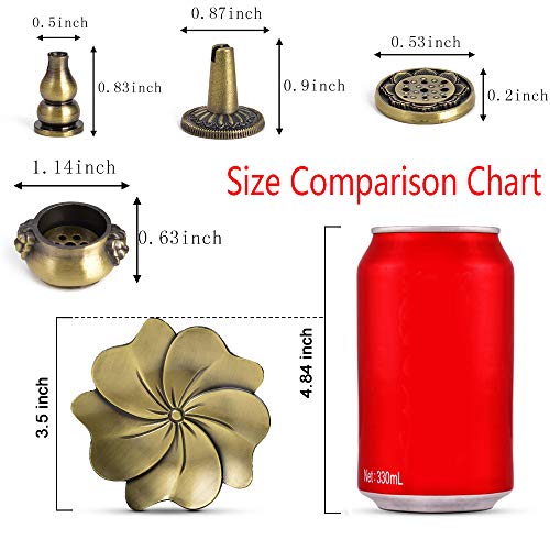 Sakura Flower Incense Holder, 5PCS Bronze Incense Burner Holder with Silk Pouch, Bowl-Shape, Lotus Multihole, Cone Shape and Gourd-Shape Ash Catcher Yoga Room Living Room Bedroom Home Fragrance - color: Bronze, 5 Pcs