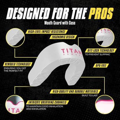 Mouth Guard Boxing, Dual-Layer Boil & Bite Mouthguard, Adult | Premium Dual-Layer | Case Included | Adult & Youth Custom-Fit Mouthpiece | Football, MMA, Hockey, Lacrosse, BJJ, Basketball - color: Pink, size: Adult Age 11+