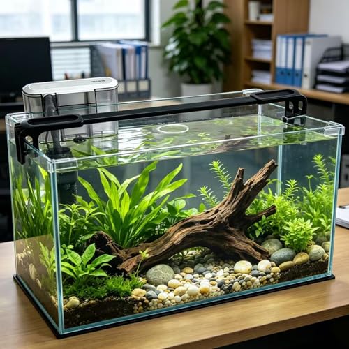 Vimvins 10 Gallon Glass Fish Tank, Easy to Maintain Small Aquarium for Betta/Shrimp and Aquatic Planting. - size: 10 Gallon