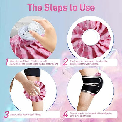 Ice Pack for Injuries Reusable, Ice Bag for Injuries Hot Water Bag for Hot & Cold Therapy, No-Leak Elastic Ice Bag with Elastic Breathable Support Wrap, 3 Sizes 6/9/11" - size: 6/9/11“