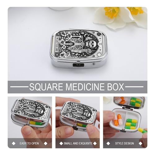Metal 2 Compartment Pill Organizer Travel Friendly Portable Compact Pill Box Cute Pill Case to Hold Vitamins,Fish Oil,Supplements,Meds,Tablet for Purse,Pocket. (Last) - color: Last